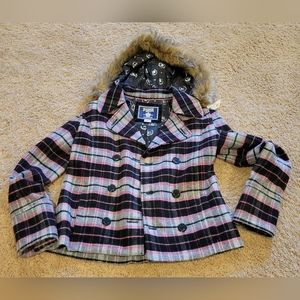 PINK VICTORIA'S SECRET FUR TRIMMED HOODED JACKET